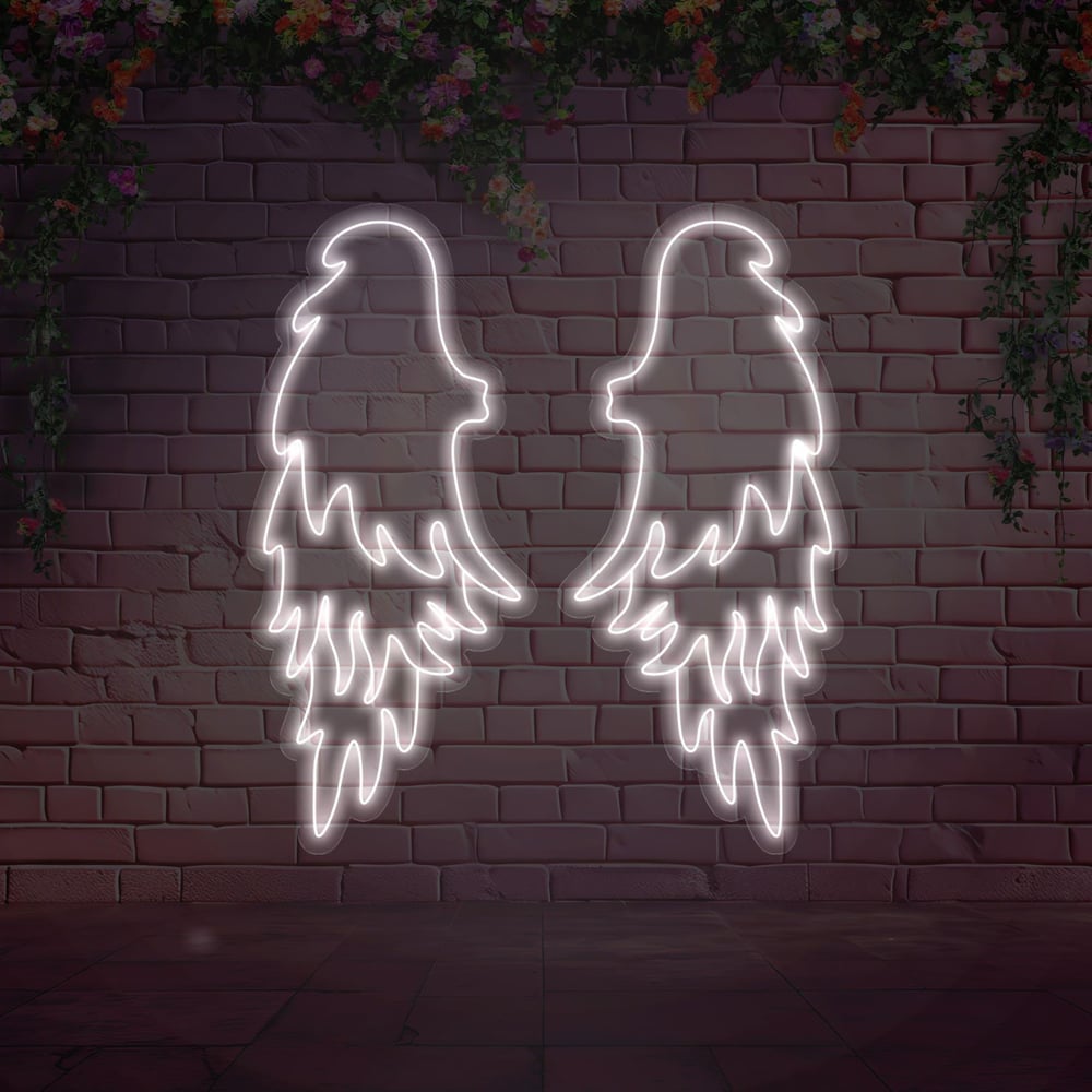 Beyaz Melek Kanatları Led Neon