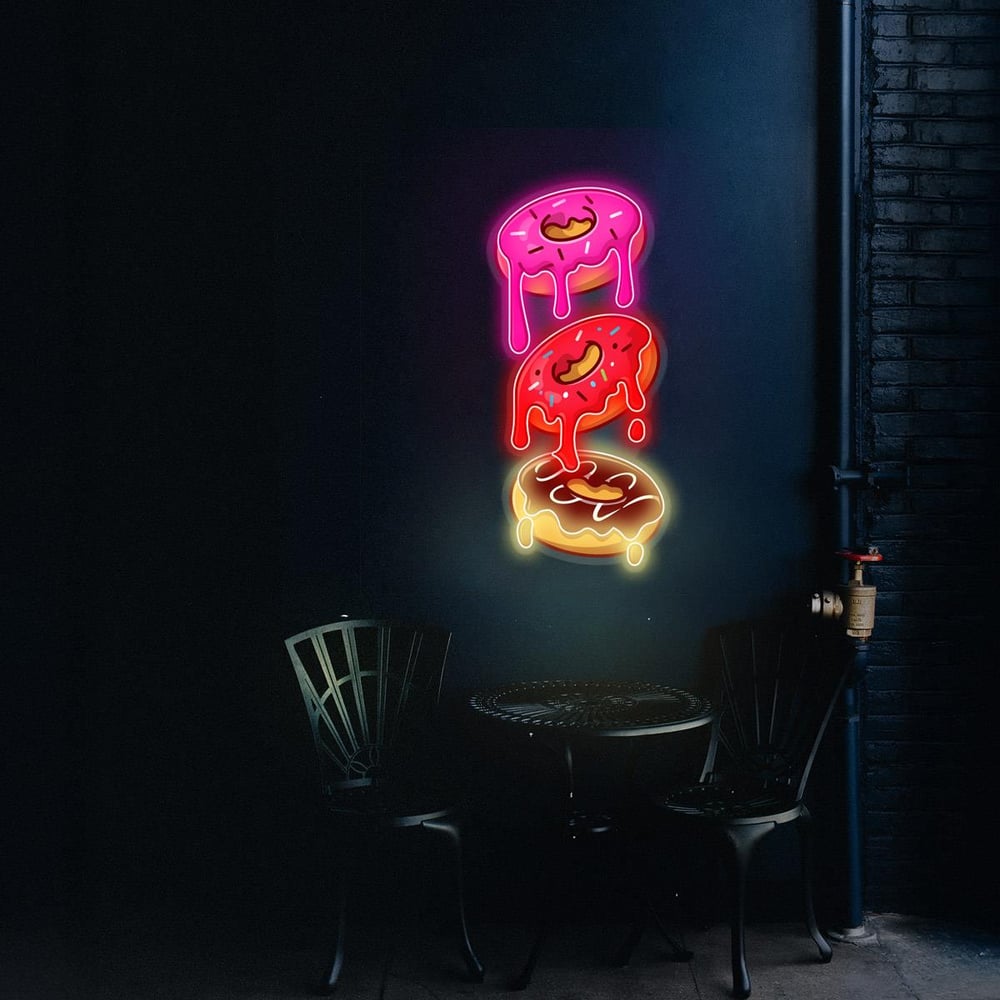 Donuts Baskılı Neon Tabela