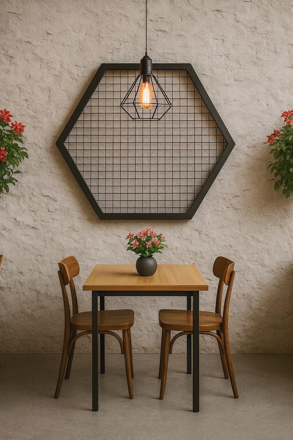Mesh Dekor Metal Altıgen Hasır Telli Siyah