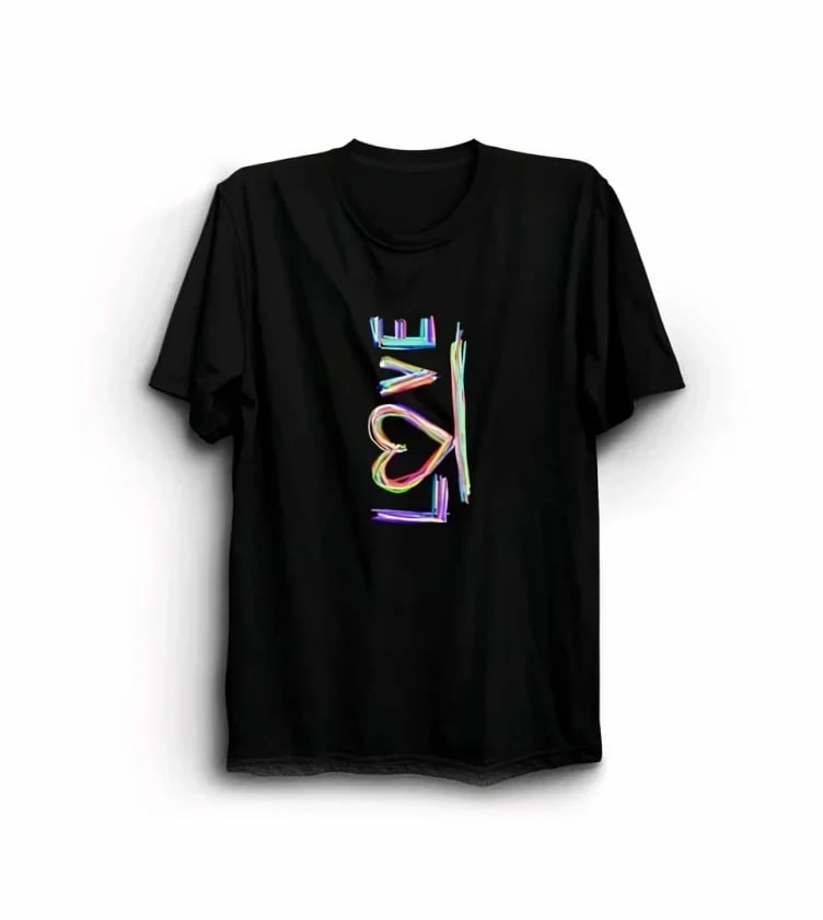 14 Şubat Sevgililer Günü Love Baskılı Oversize Bisiklet Yaka T-shirt - Siyah