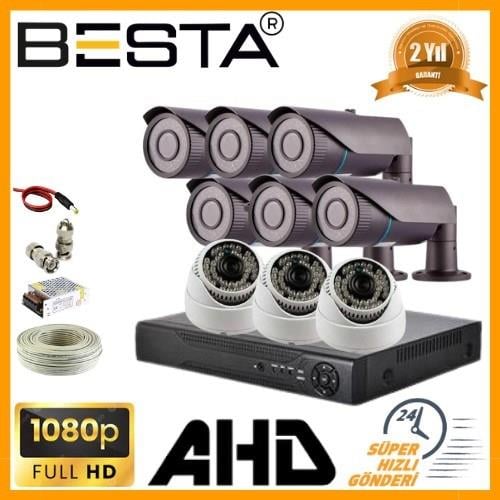 2MP 1080P 6 Dış 3 İç Mekan Kameralı AHD Güvenlik Seti