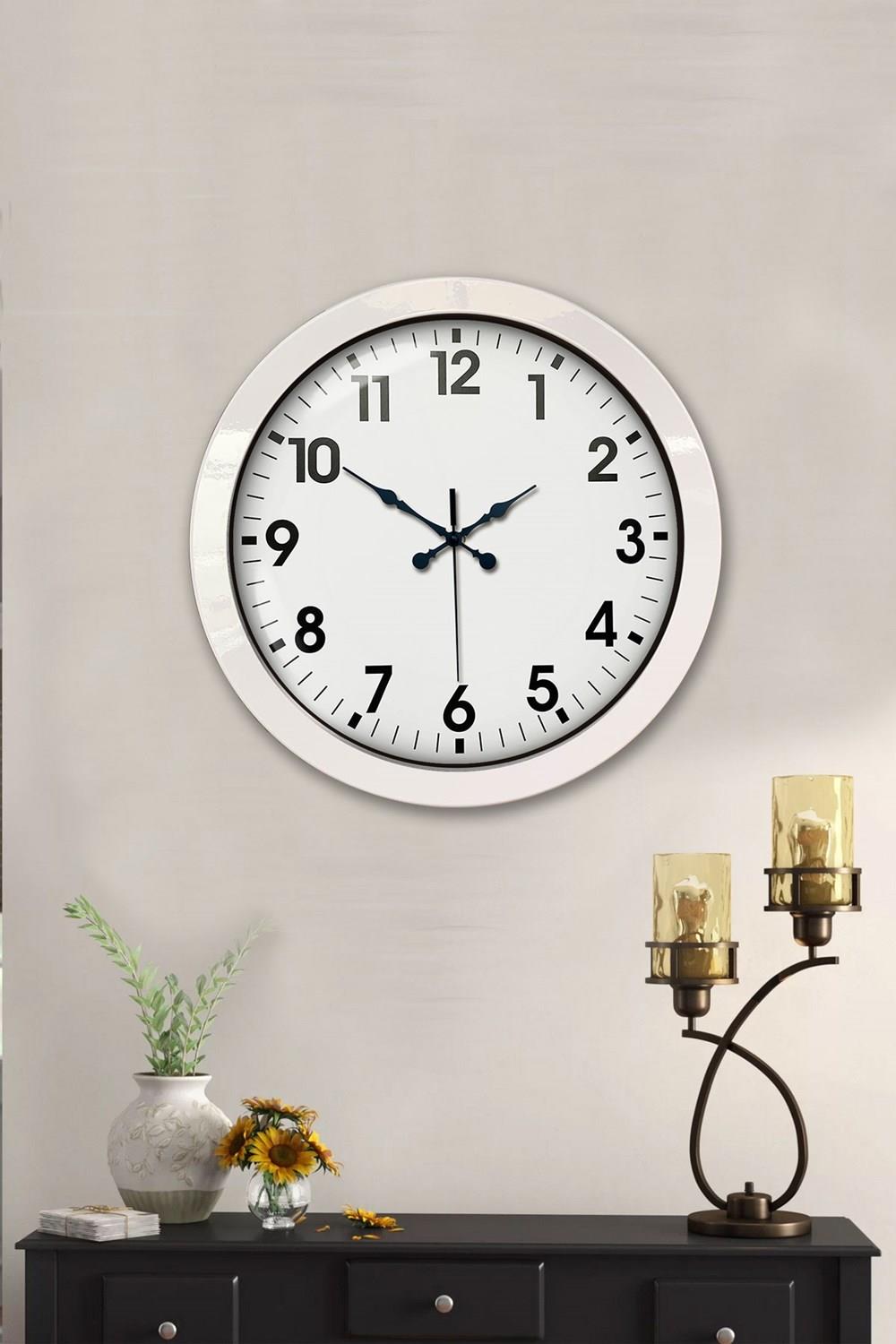 36 cm Beyaz Metal Standart Duvar Saati