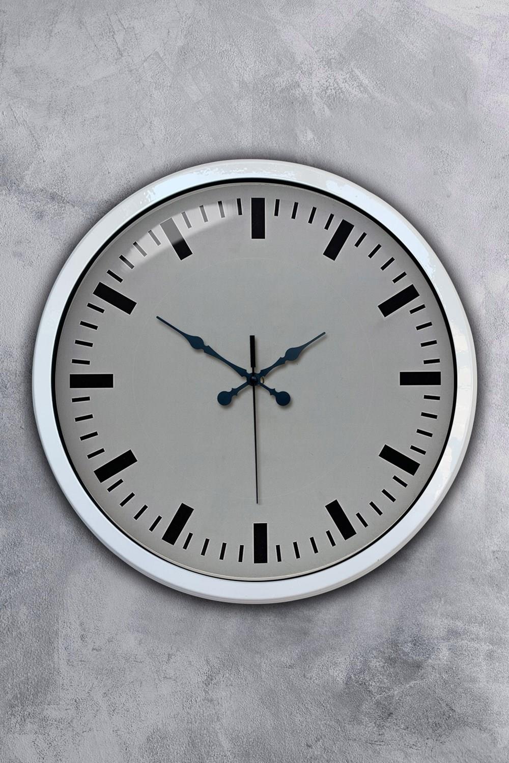 40 cm Beyaz Metal Sade Duvar Saati