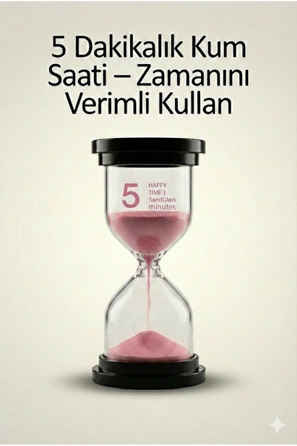 5 Dakikalık Kum Saati Zamanlayıcı – PEMBE Dekoratif Masa Saati 4 Renk Seçeneği