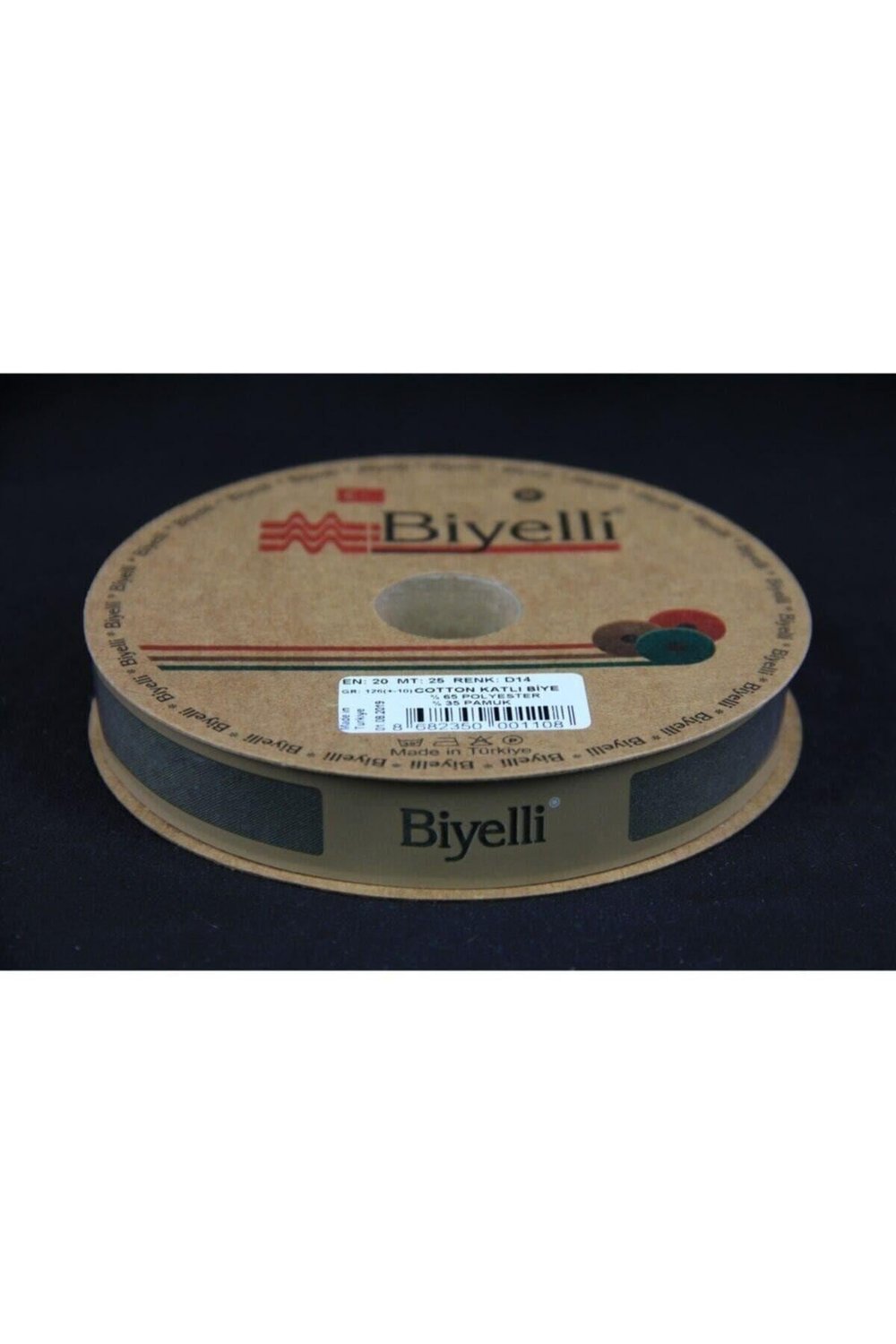 Biye Koton Katlı D14 Asker Yeşili 2 Cm 25 Metre %65 Koton %35 Polyester