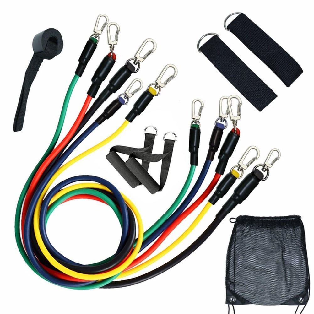 Çarşı Point® 11 Parça Lateks Egzersiz Bandı Çekme Halatı Egzersiz Seti