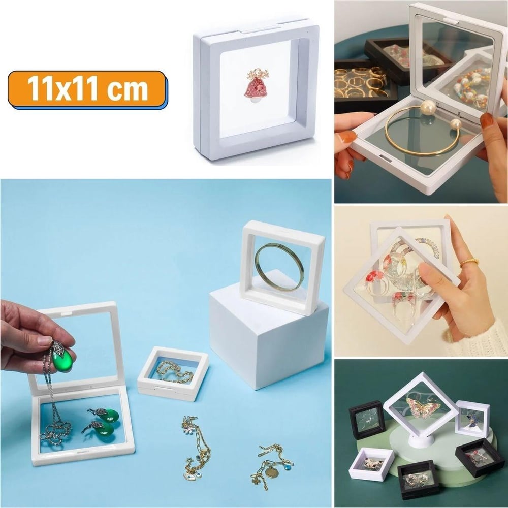 Çarşı Point® 11x11cm Standlı 3D Takı Ziynet Hatıra Koleksiyon Saklama Kutusu Şeffaf Film Çerçevesi