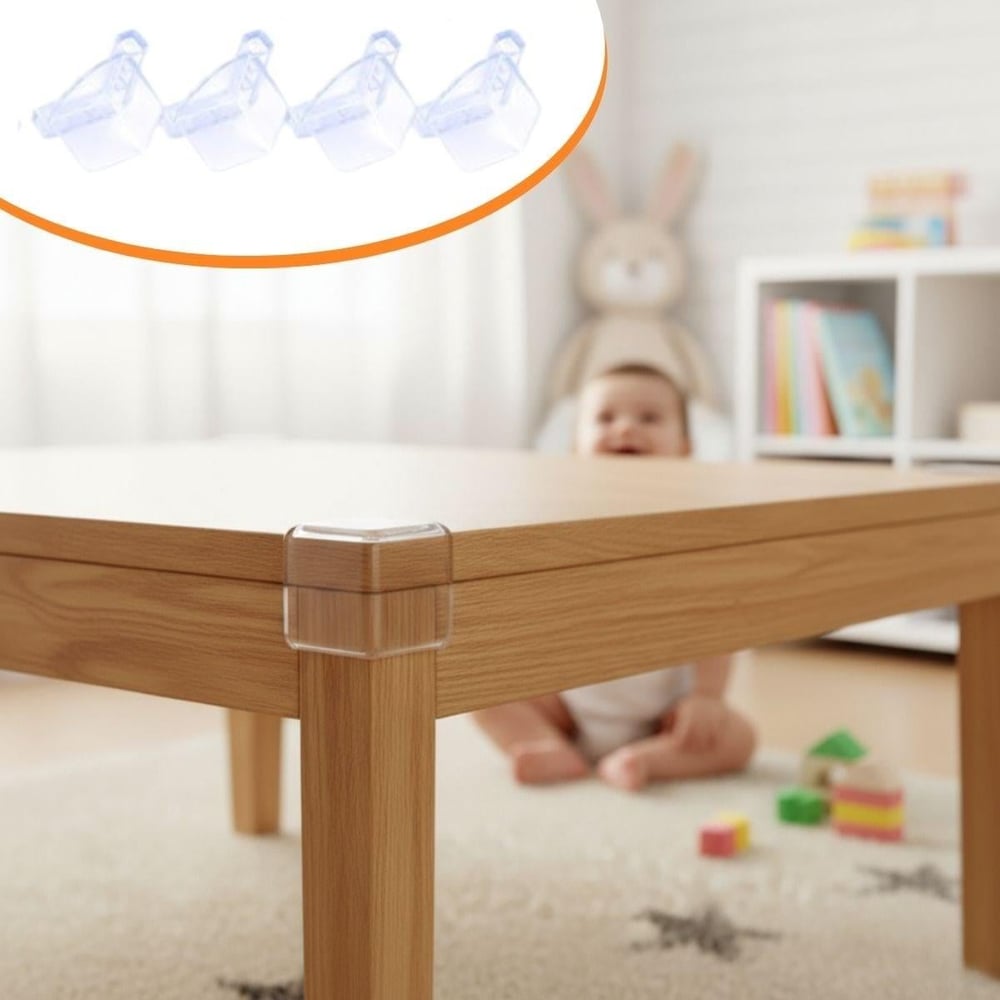 Çarşı Point® 4 Adet Kendiliğinden 3M Yapışkanlı Yumuşak ve Esnek Yapıda Sehpa,Masa,Dolap Köşe Koruyucu Aparat