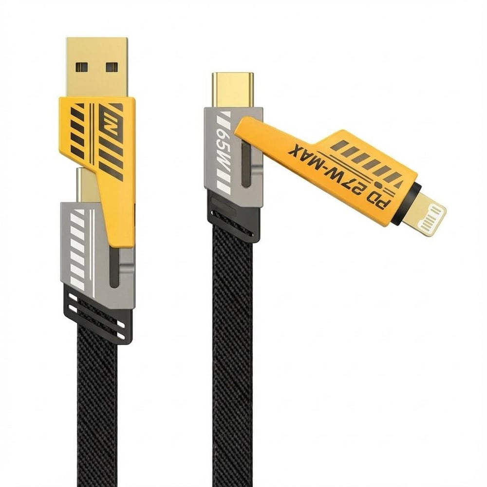 Çarşı Point® 4in1 65W Hızlı Şarj Kablosu – Type-C to USB-A + Type-C to Lightning, 27W PD Destekli Çoklu Şarj Kablo