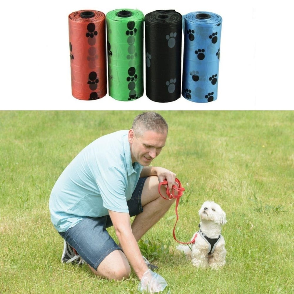 Çarşı Point® 4lü Evcil Hayvanlar Için Pati Desenli Kedi Köpek Kaka Poşeti Torbası