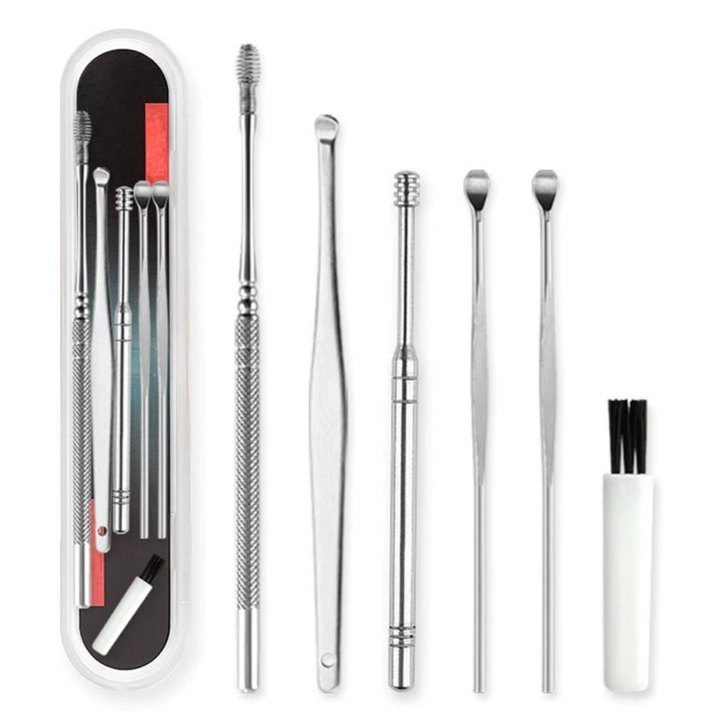 Çarşı Point® 6 Parça Paslanmaz Çelik Kulak Balmumu Toplayıcı Çıkarıcı Temizleyici Bakımı Çubuk Seti