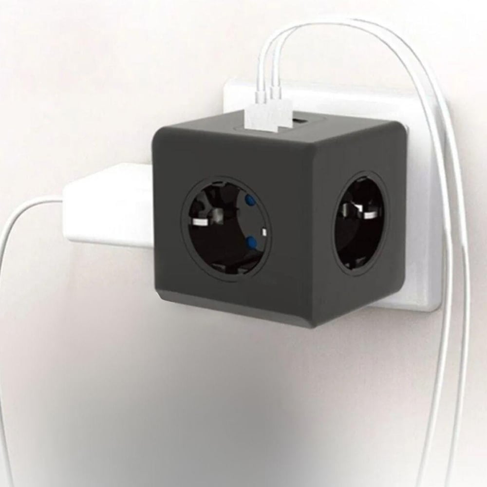 Çarşı Point® Isıya Dayanıklı Termal Akım Korumalı ve Çocuk Korumalı 3 Priz Girişli 3 USB Girişli Küp Priz