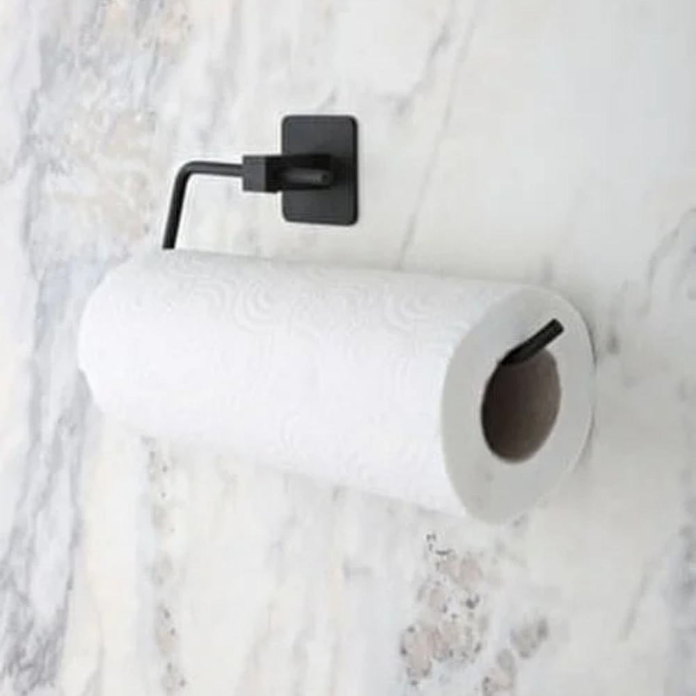Çarşı Point® Kendiliğinden Yapışkanlı Siyah Paslanmaz Metal Rulo Havluluk Aparat