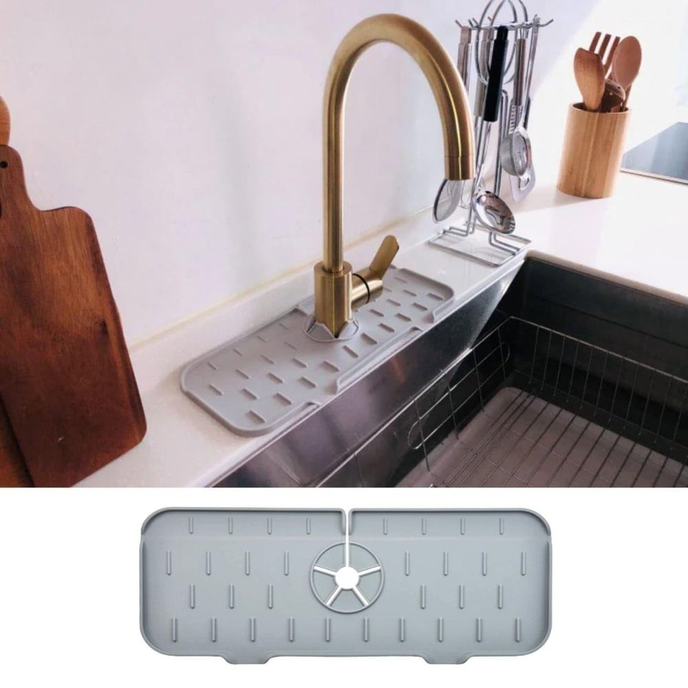 Çarşı Point® Lavabo İçin Silikon Esnek Mat Musluk Sapı Damlama Tutucu Raf Mutfak Tezgahı Sıçrama Koruma
