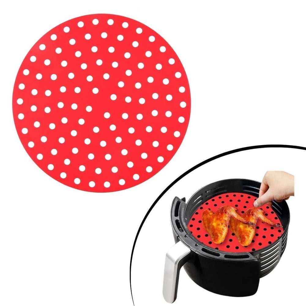 Çarşı Point® Renkli Isıya Dayanıklı Yıkanılabilir Silikon Fırın Ve Airfryer Yuvarlak Pişirme Matı 20 Cm