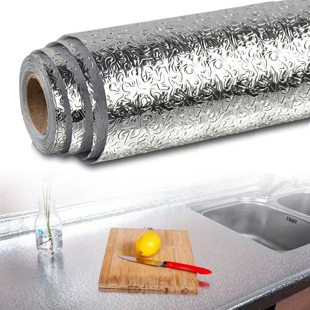 Çarşı Point® Rulo Gümüş Alüminyum Folyo Duvar Kağıdı, Kendinden Yapışkanlı Raf İçi, Su Geçirmez Folyo  2 mt x 60 cm