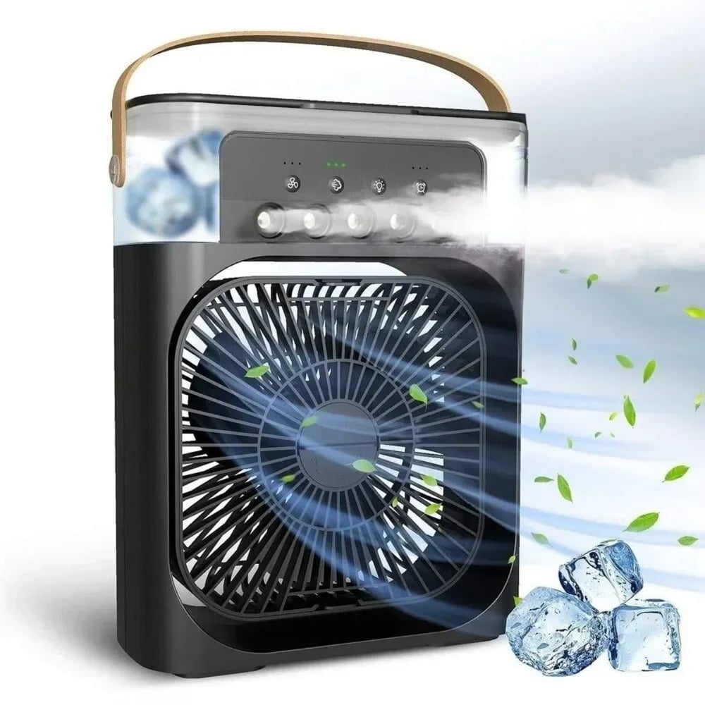 Çarşı Point® Taşınabilir 3 Farklı Mod Ayarlı 7 Farklı Led Işıklı Sulu Soğutmalı Taşınabilir Masaüstü USB Fan Vantilatör