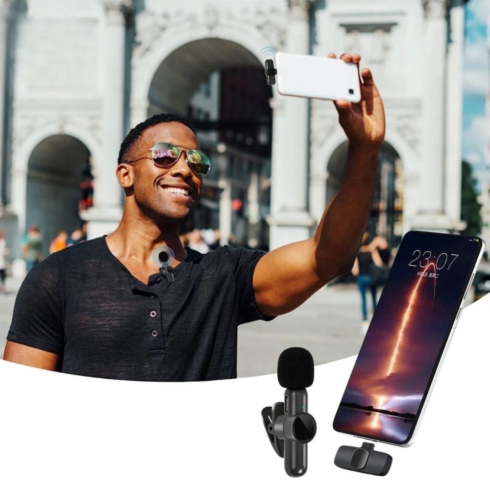 Çarşı Point® Type C Uyumlu İphone Dönüştürücülü Kablosuz Yaka Mikrofonu Android ve İphone Uyumlu Mini Mikrofon