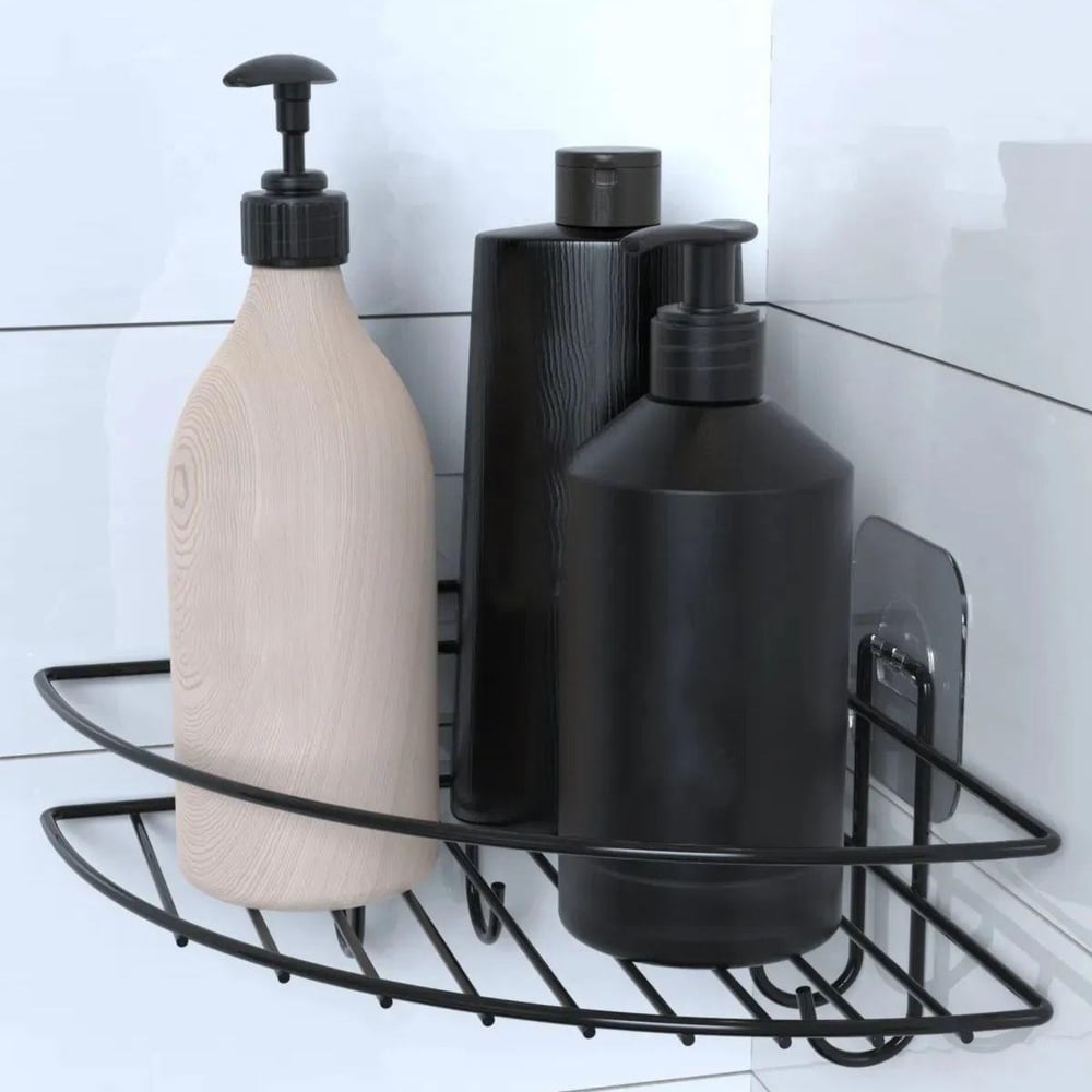 Çarşı Point® Yapışkanlı Banyo Köşeliği Kancalı Köşe Rafı Duş Şampuanlık Duvar Düzenleyici Organizer Raf