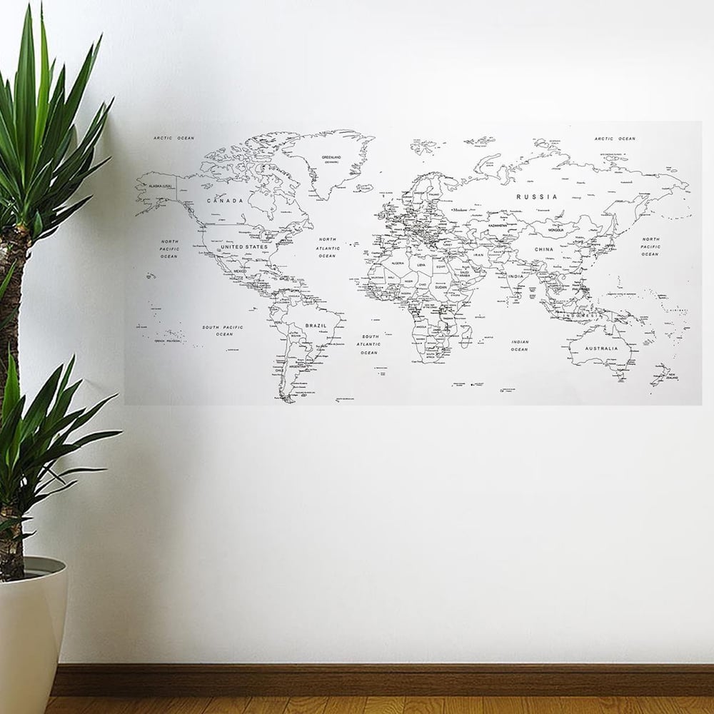 Çarşı Point® Yazılabilir Dünya Haritası Manyetik Duvar Stickerı 110 x 56 cm