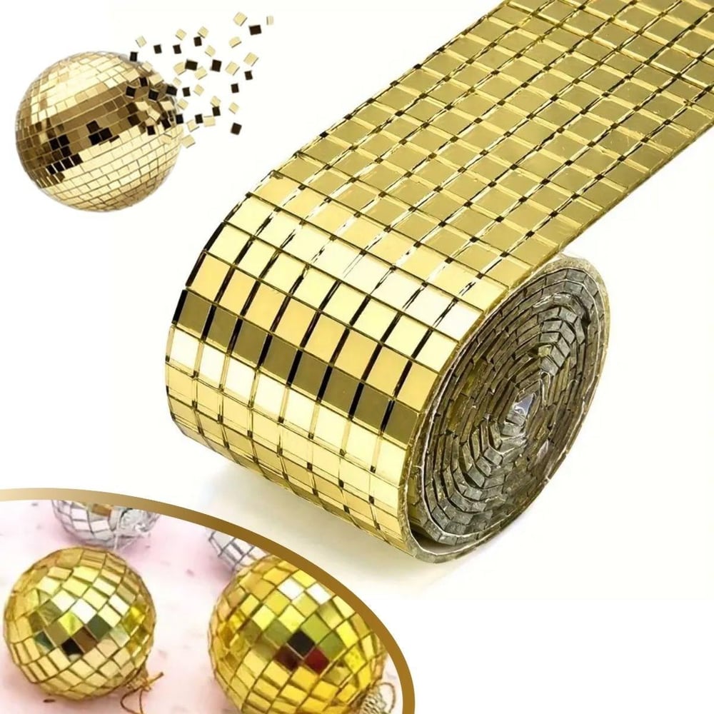 Çarşı Point®1 Metre Uzunluğunda Gold Renk Aynalı Mozaik Taşlı Dekor Bandı 4 cm x 1 mt