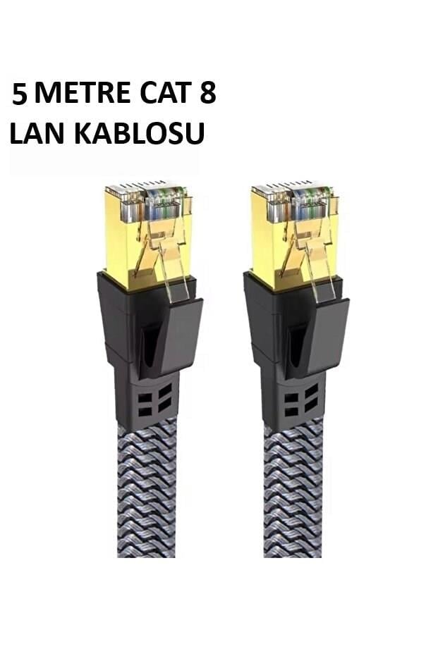 Cat 8 LAN Kablosu –Ethernet Kablosu Örgü Kaplama, Yüksek Hızlı  (5 METRE)