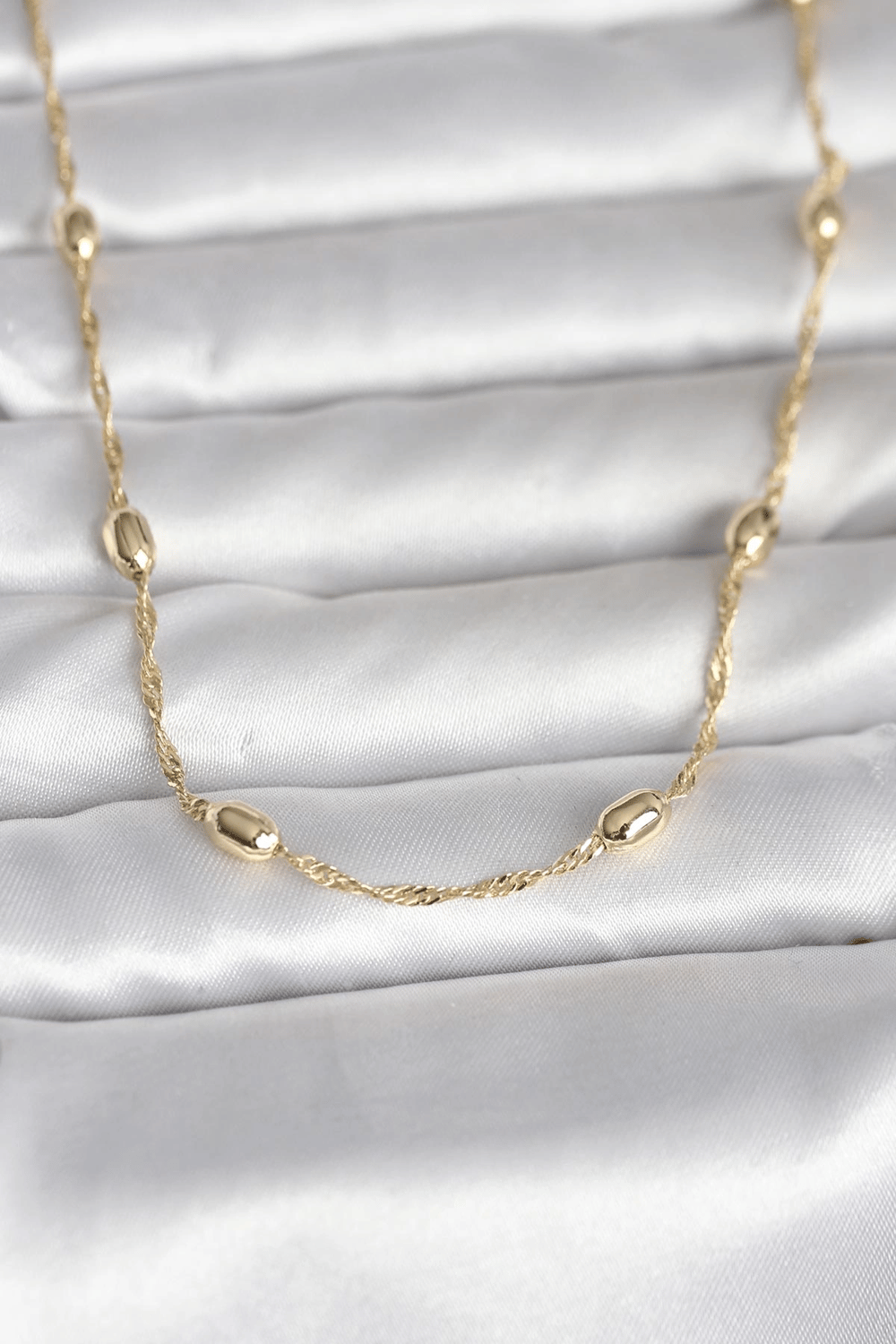Cm 14k Gold Renk Burgu Zincirli Damla Topçuk Model 45 Cm Kadın Kolye