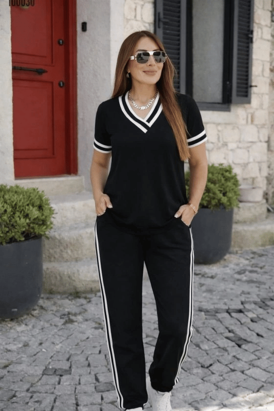 Kadın Kısa Kollu Ribana Yakalı Viskon Iki Iplik Ikili Takım
