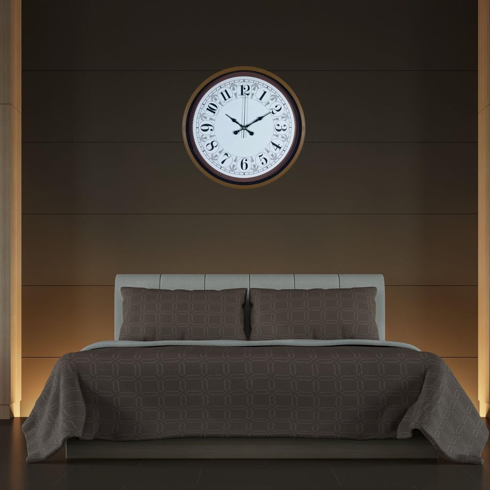 Kahverengi Motifli 36 Cm Duvar Saati