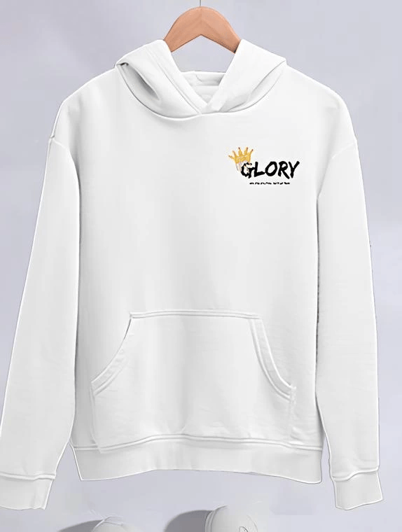 Kışlık Üç İplik Kapşonlu Sweatshirt - Beyaz