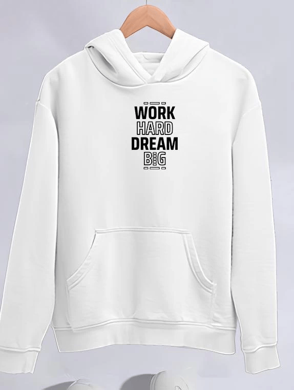 Kışlık Üç İplik Kapşonlu Sweatshirt - Beyaz