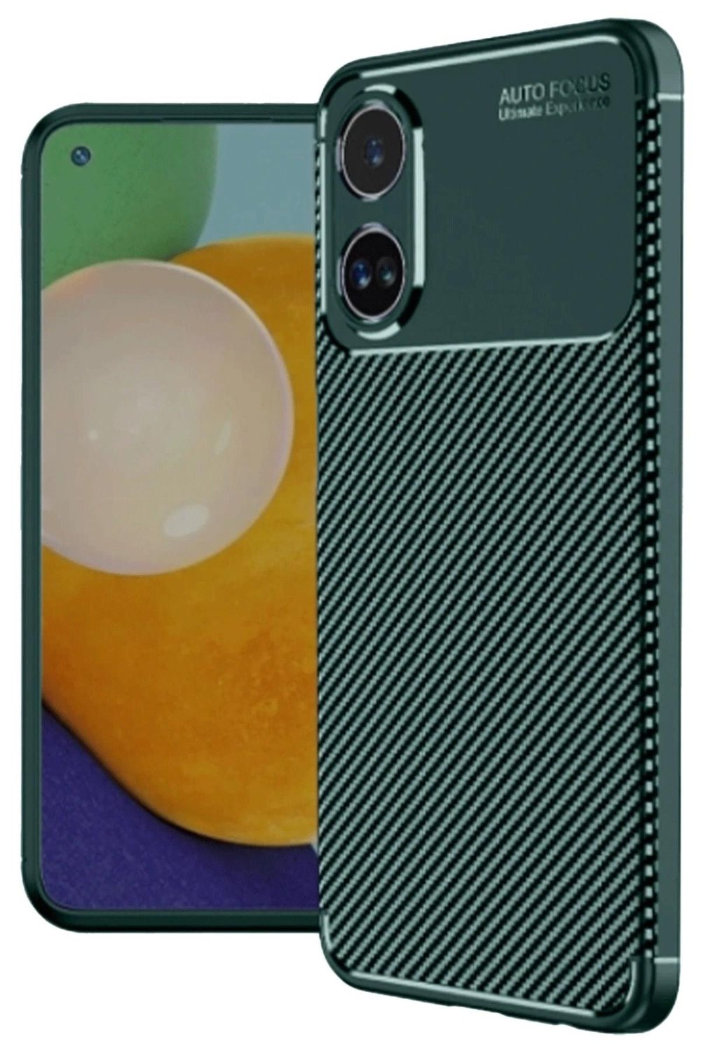 Mey İthalat®   A60 Kılıf Auto Focus Karbon Kapak - Koyu Yeşil
