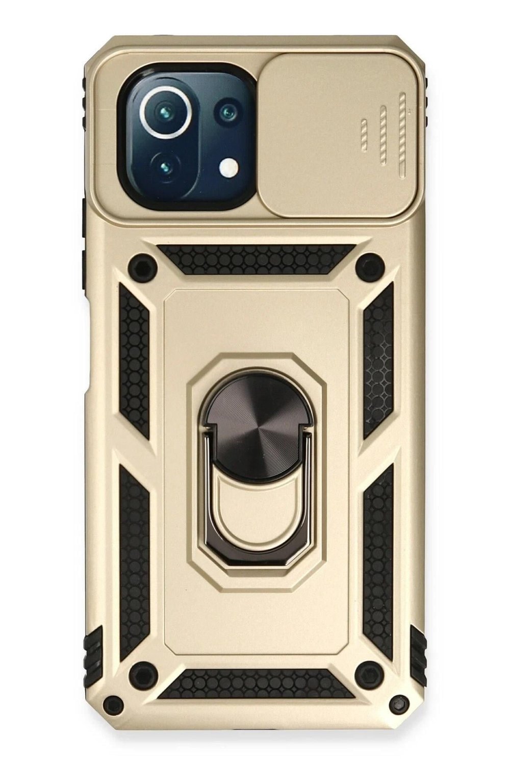 Mey İthalat®   Mİ 11 Lite Kılıf Pars Lens Yüzüklü Silikon - Gold