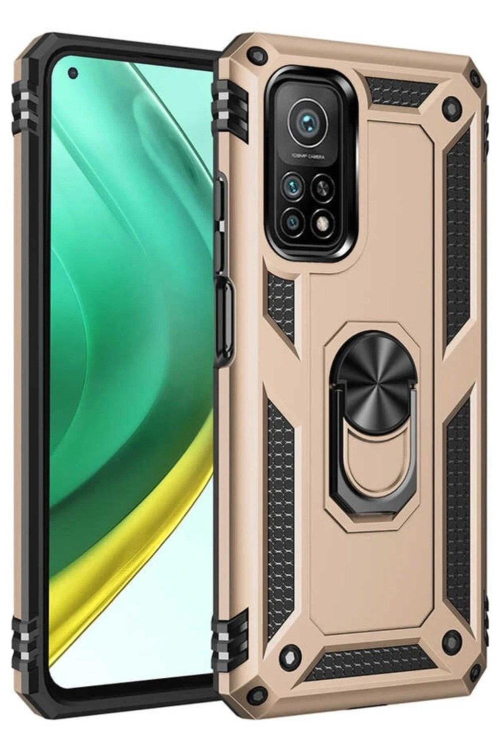 Mey İthalat®   Mi 10T Pro Kılıf Sofya Yüzüklü Silikon Kapak - Gold