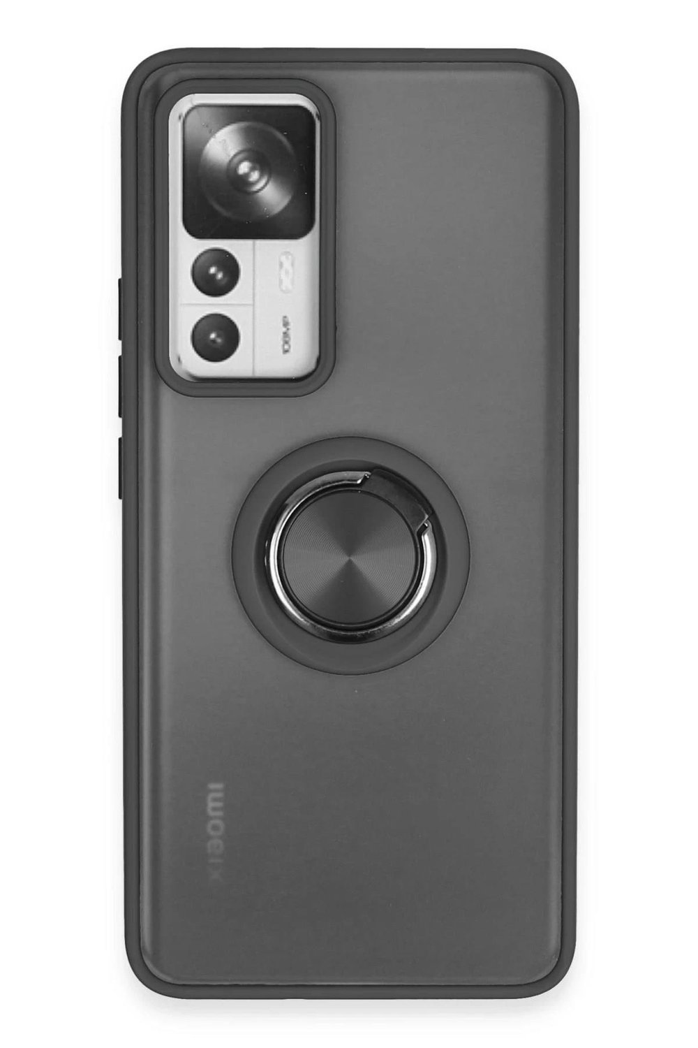 Mey İthalat®   Mi 12T Pro Kılıf Montreal Yüzüklü Silikon Kapak - Siyah