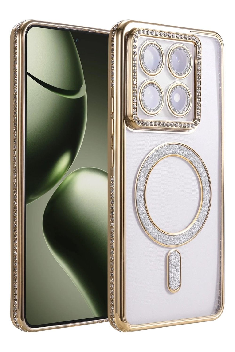 Mey İthalat®   Mi 14T Pro Joke Simli Magneticsafe Kılıf - Gold