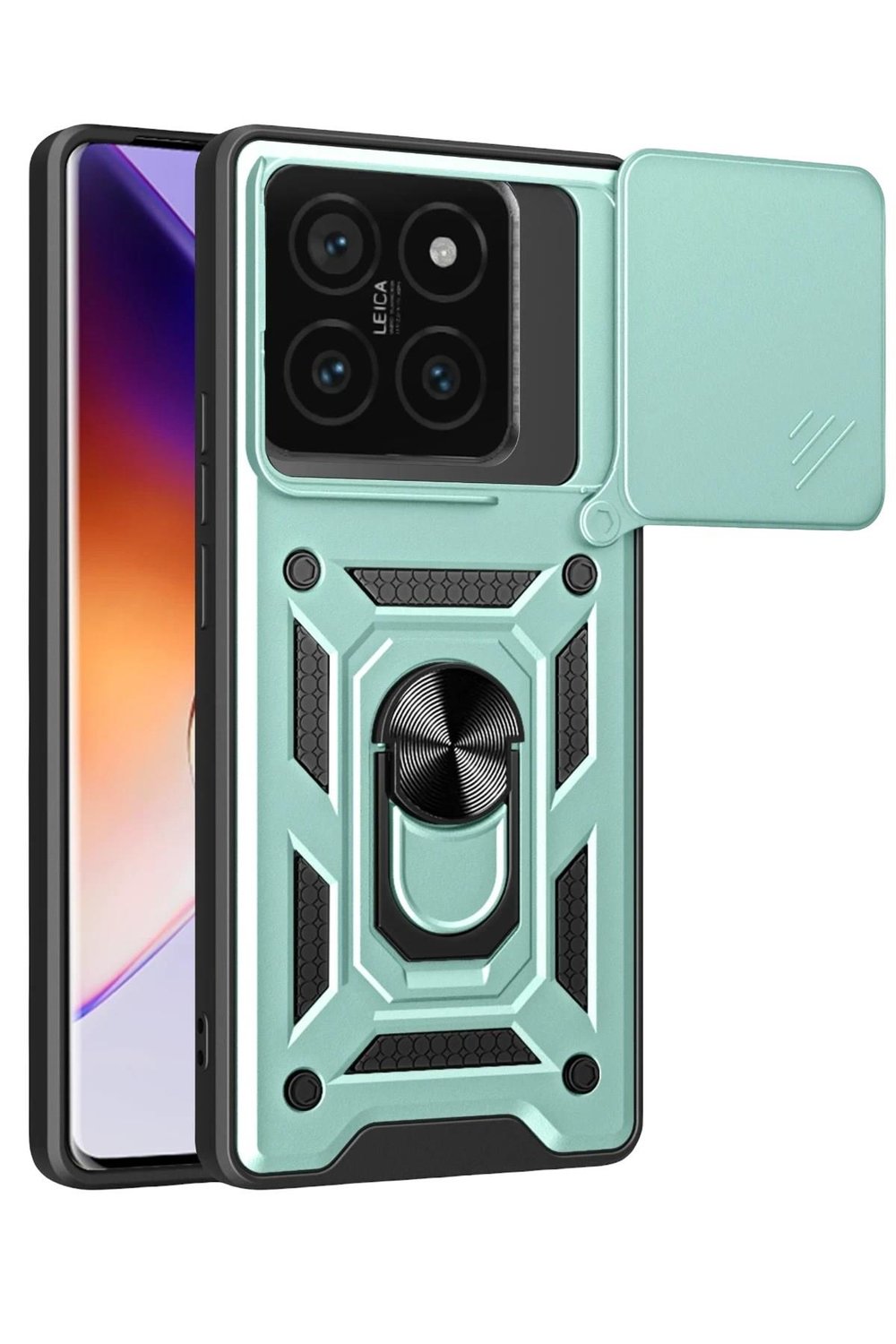 Mey İthalat®   Mi 14T Pro Kılıf Pars Lens Yüzüklü Silikon - Yeşil