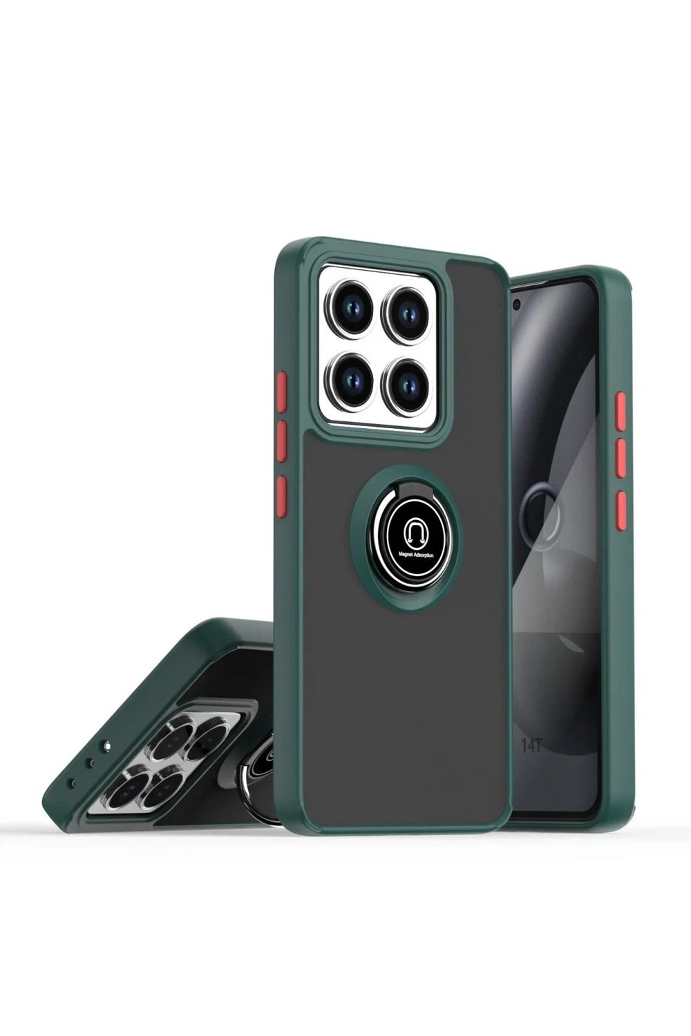 Mey İthalat®   Mi 15 Pro Kılıf Montreal Yüzüklü Silikon Kapak - Yeşil