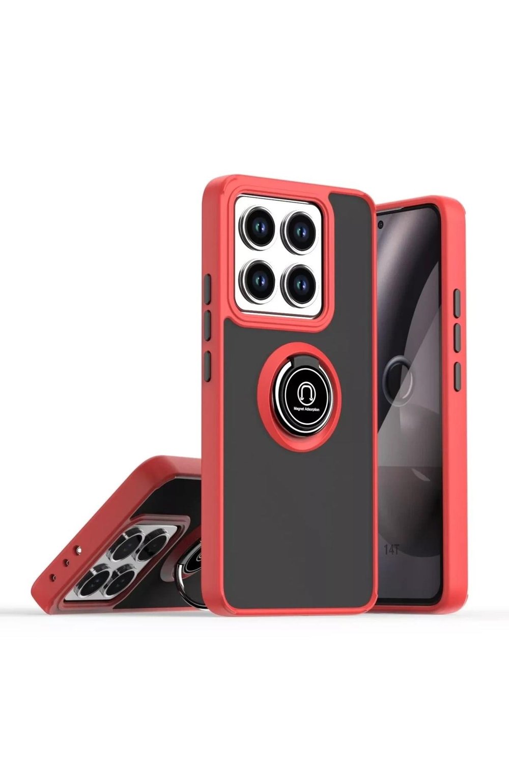 Mey İthalat®   Mi 15 Pro Kılıf Montreal Yüzüklü Silikon Kapak - Kırmızı