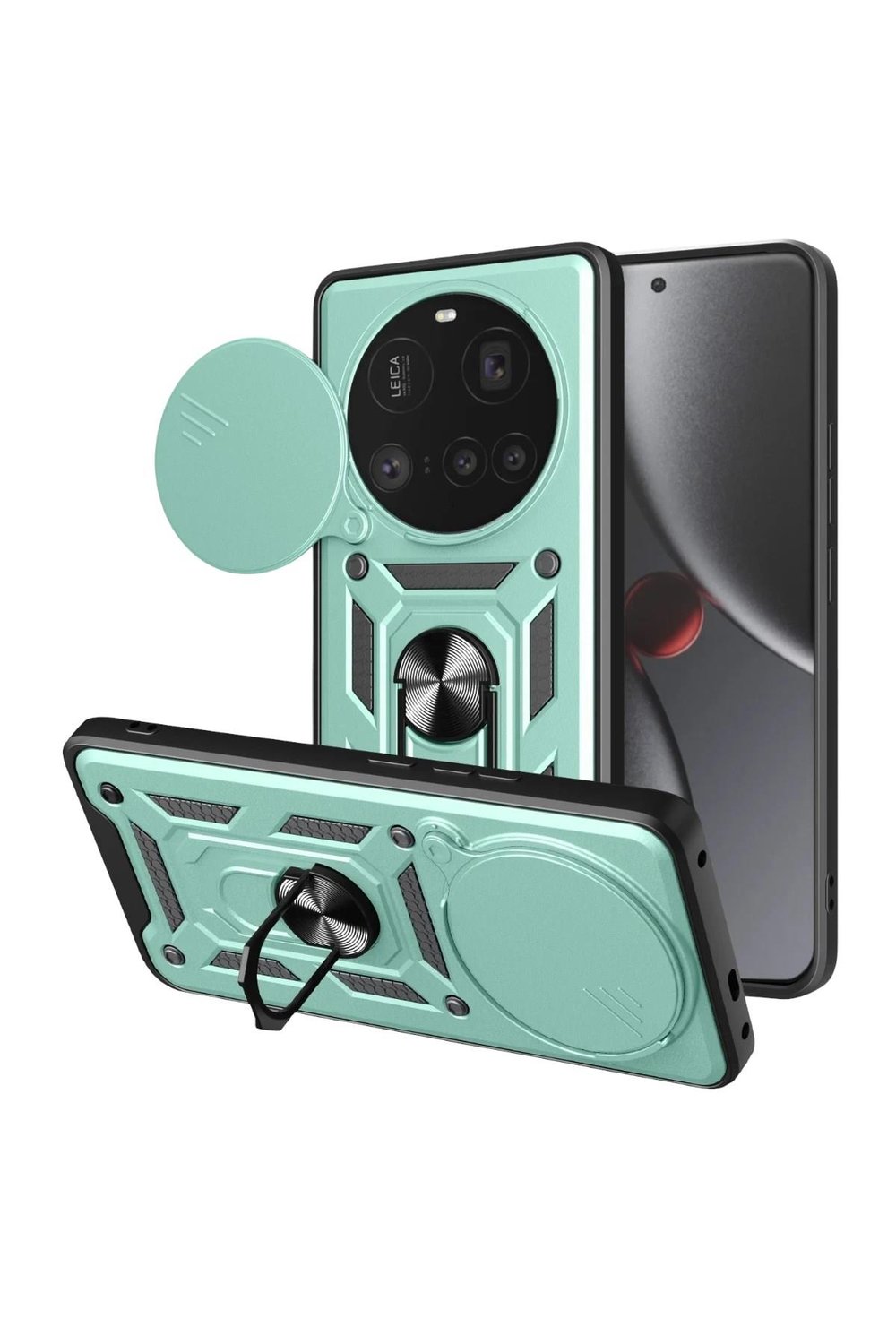 Mey İthalat®   Mi 15 Ultra Kılıf Pars Lens Yüzüklü Silikon - Yeşil