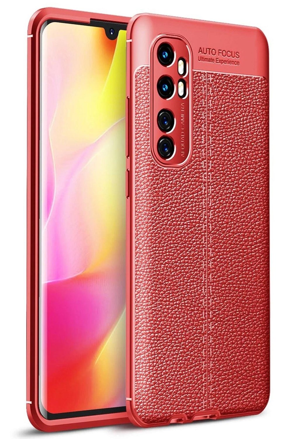 Mey İthalat®   Mi Note 10 Lite Kılıf Auto Focus Kapak - Kırmızı
