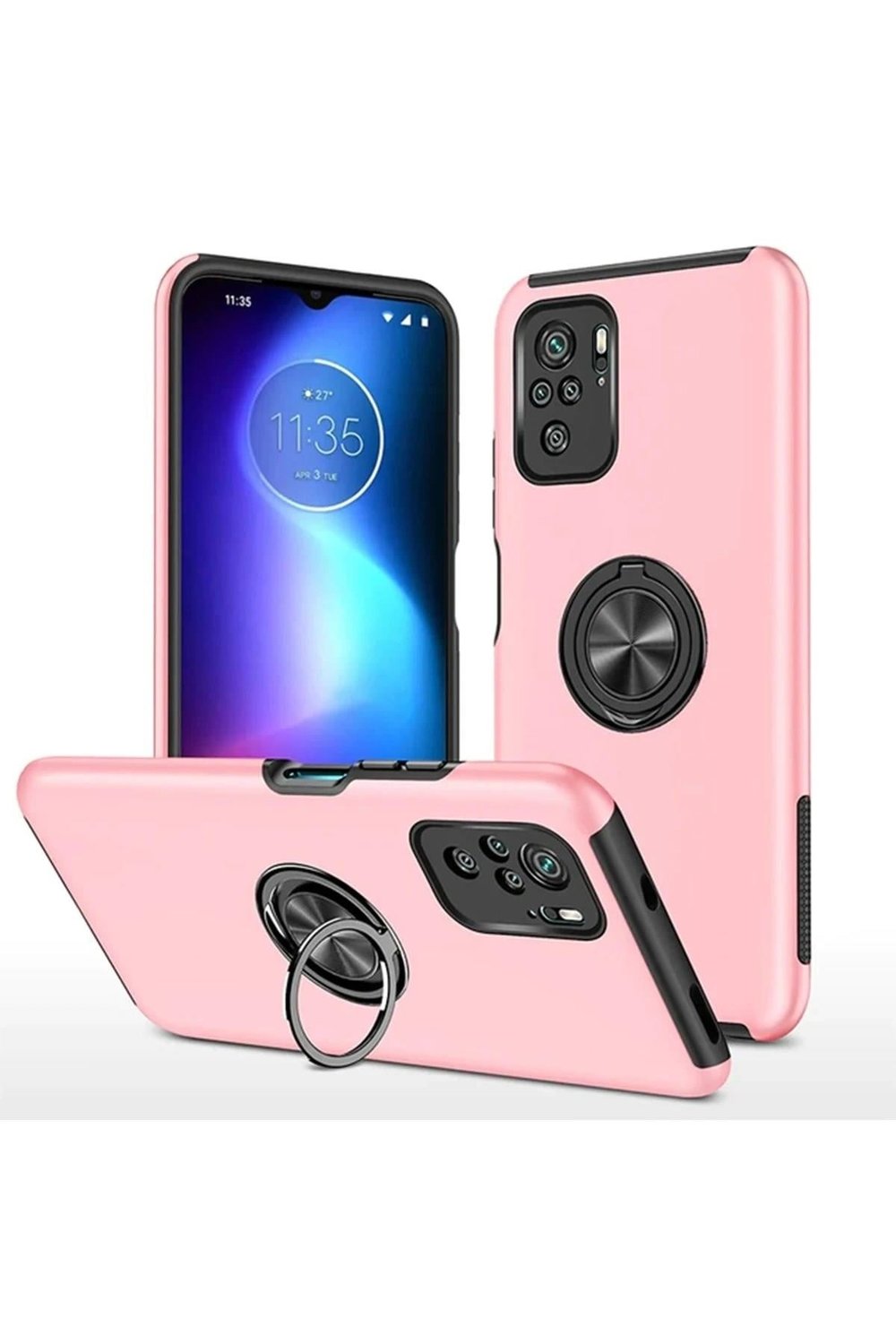 Mey İthalat®   Poco F3 Kılıf Elit Yüzüklü Kapak - Pembe