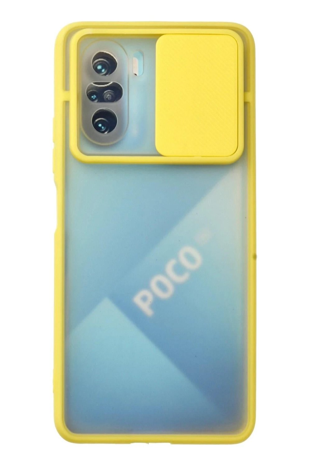 Mey İthalat®   Poco F3 Kılıf Palm Buzlu Kamera Sürgülü Silikon - Sarı