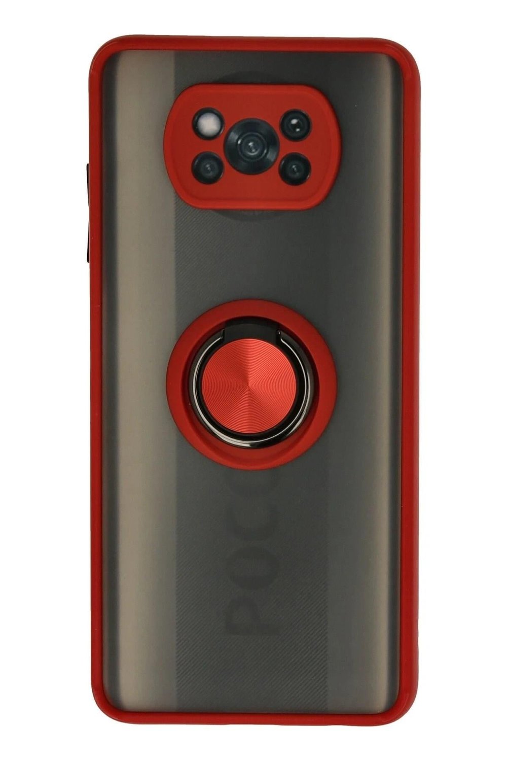 Mey İthalat®   Pocophone X3 Kılıf Montreal Yüzüklü Silikon Kapak - Kırmızı