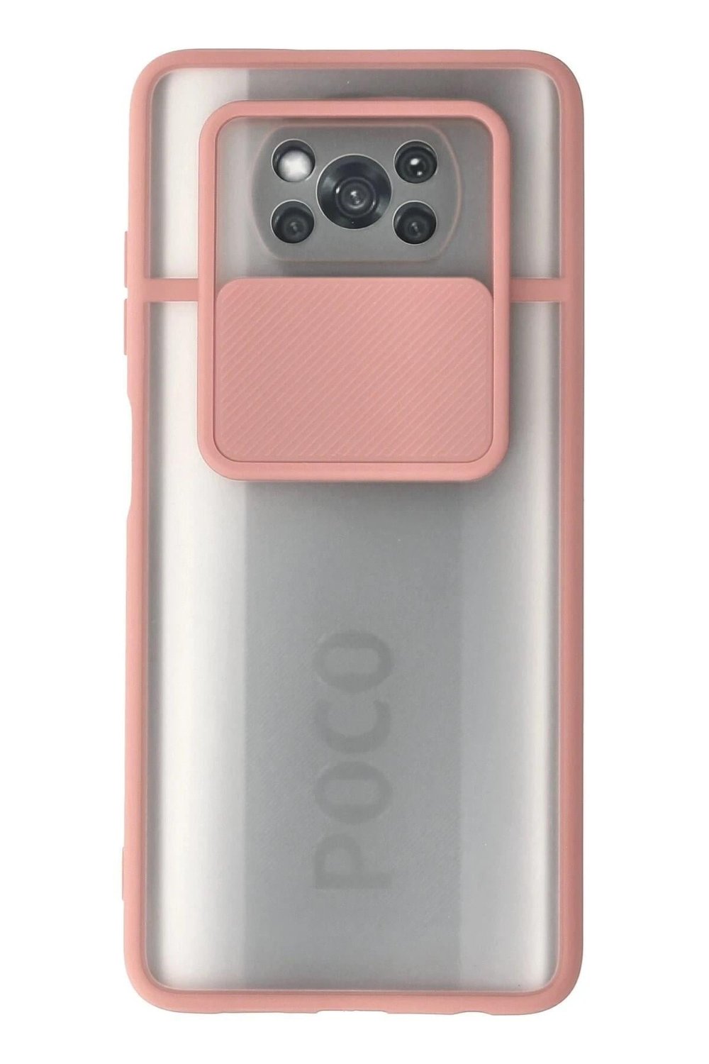 Mey İthalat®   Pocophone X3 Kılıf Palm Buzlu Kamera Sürgülü Silikon - Pembe
