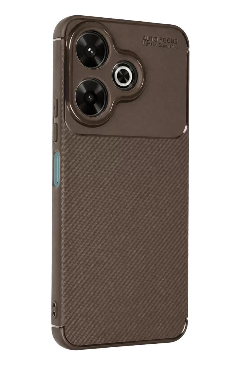 Mey İthalat®   Redmi 13 4G Kılıf Auto Focus Karbon Kapak - Kahverengi