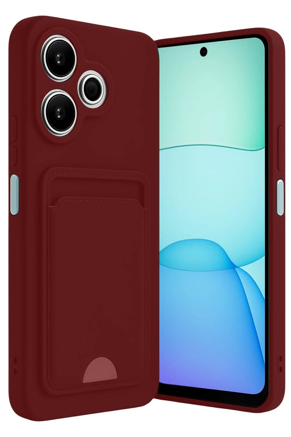 Mey İthalat®   Redmi 13 4G Kılıf Kelvin Kartvizitli Silikon - Bordo