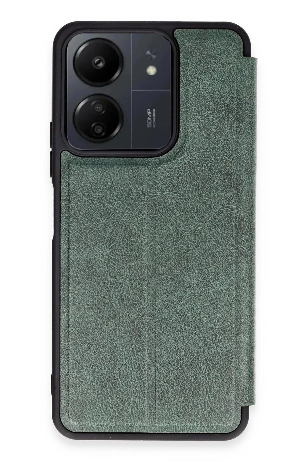 Mey İthalat®   Redmi 13C Kılıf Flip Cover - Koyu Yeşil