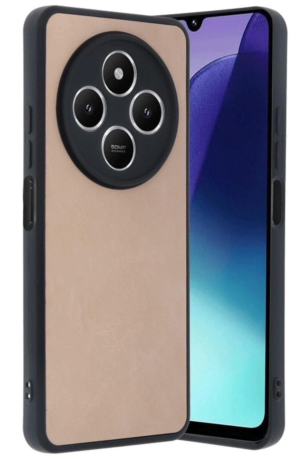 Mey İthalat®   Redmi 14C Kılıf Aras Deri Kapak - Pudra