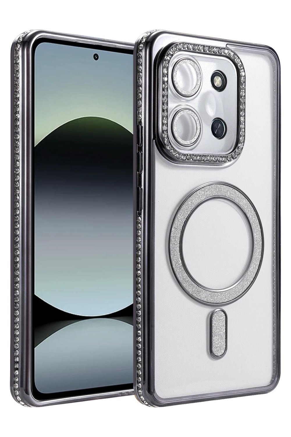 Mey İthalat®   Redmi 15C 4G Joke Simli Magneticsafe Kılıf - Siyah